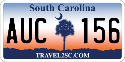 SC license plate AUC156