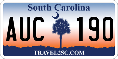 SC license plate AUC190