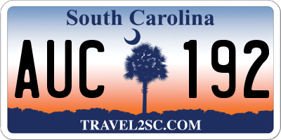 SC license plate AUC192