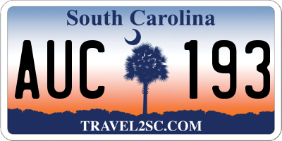 SC license plate AUC193