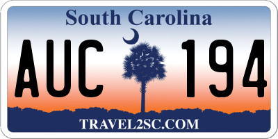 SC license plate AUC194