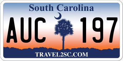 SC license plate AUC197