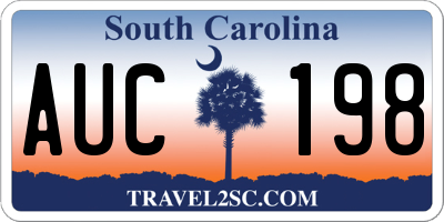 SC license plate AUC198