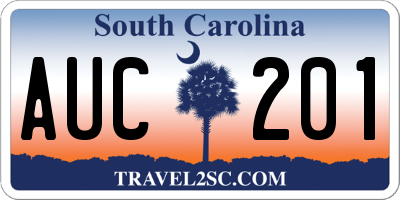 SC license plate AUC201