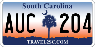 SC license plate AUC204