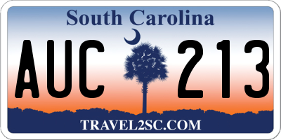 SC license plate AUC213