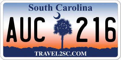 SC license plate AUC216