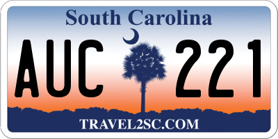 SC license plate AUC221