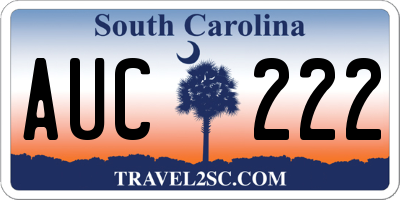SC license plate AUC222