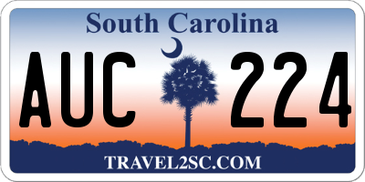 SC license plate AUC224