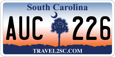 SC license plate AUC226