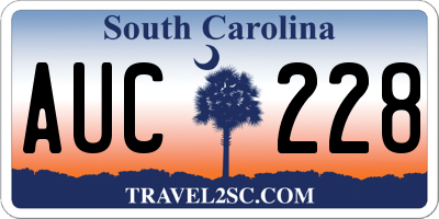 SC license plate AUC228