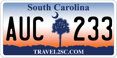 SC license plate AUC233