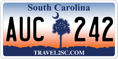 SC license plate AUC242