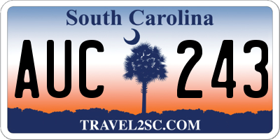 SC license plate AUC243