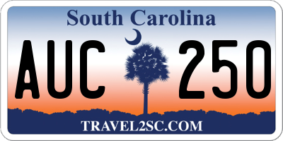 SC license plate AUC250