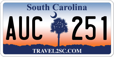 SC license plate AUC251