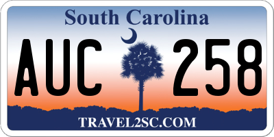 SC license plate AUC258