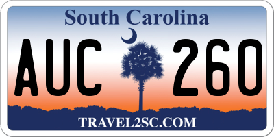 SC license plate AUC260