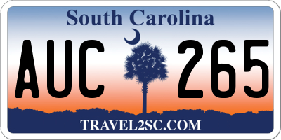 SC license plate AUC265