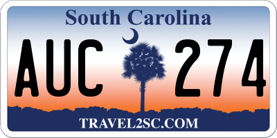 SC license plate AUC274