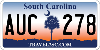 SC license plate AUC278