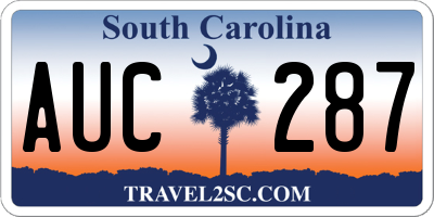 SC license plate AUC287