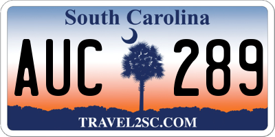 SC license plate AUC289