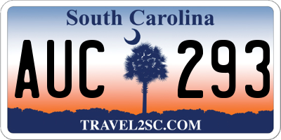 SC license plate AUC293