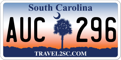 SC license plate AUC296