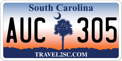 SC license plate AUC305