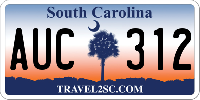 SC license plate AUC312