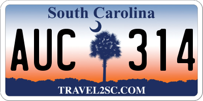 SC license plate AUC314