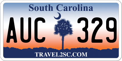 SC license plate AUC329