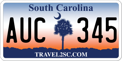 SC license plate AUC345