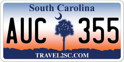 SC license plate AUC355
