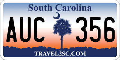 SC license plate AUC356