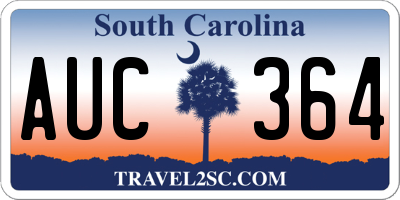 SC license plate AUC364