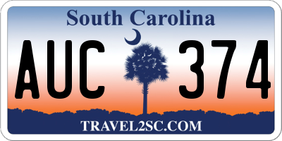 SC license plate AUC374