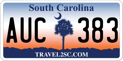 SC license plate AUC383