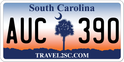 SC license plate AUC390