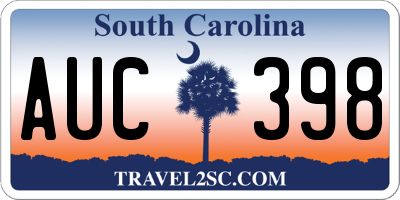 SC license plate AUC398