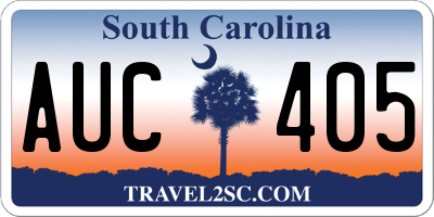 SC license plate AUC405