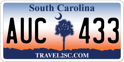 SC license plate AUC433