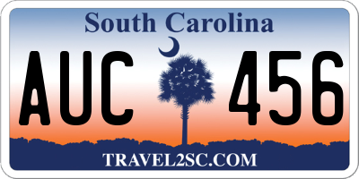 SC license plate AUC456