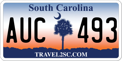 SC license plate AUC493
