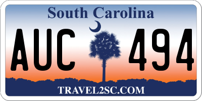 SC license plate AUC494