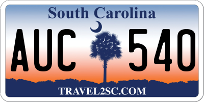 SC license plate AUC540