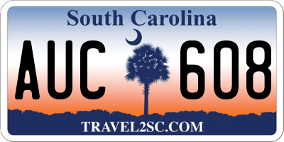 SC license plate AUC608