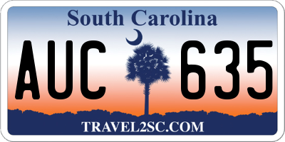 SC license plate AUC635